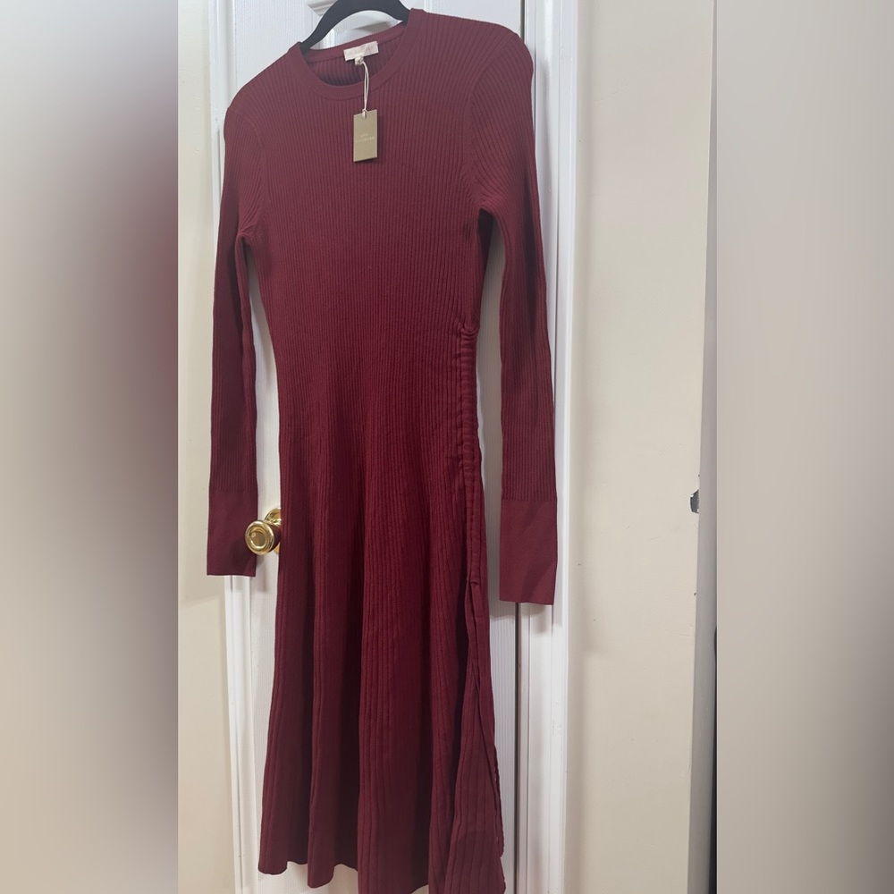 ANN MASHBURN NWT Burgundy Long Sleeve sweater-DRESS (mix19)